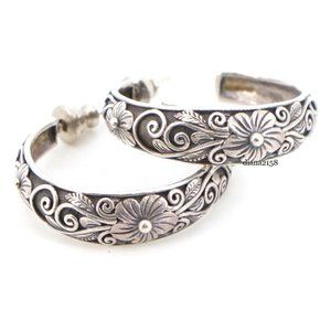 Sassy Flower Filigree Swirl Hoops Earrings 10 Grams